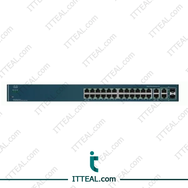 Front view of the Cisco ESW-520-24P-K9 managed switch