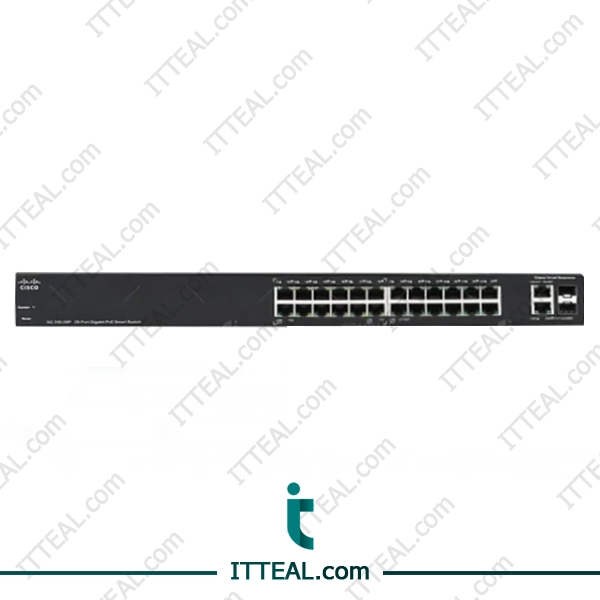 Front view of the Cisco SLM2024 24-port Gigabit smart switch