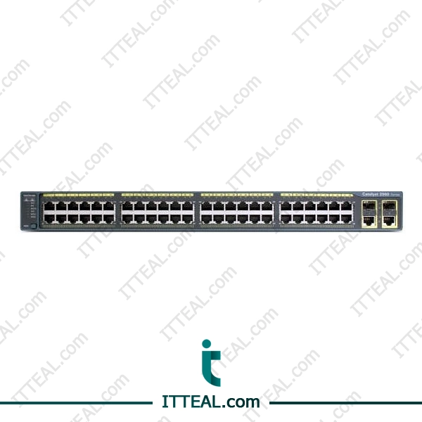 Front view of the Cisco WS-C2960+48PST-L Catalyst