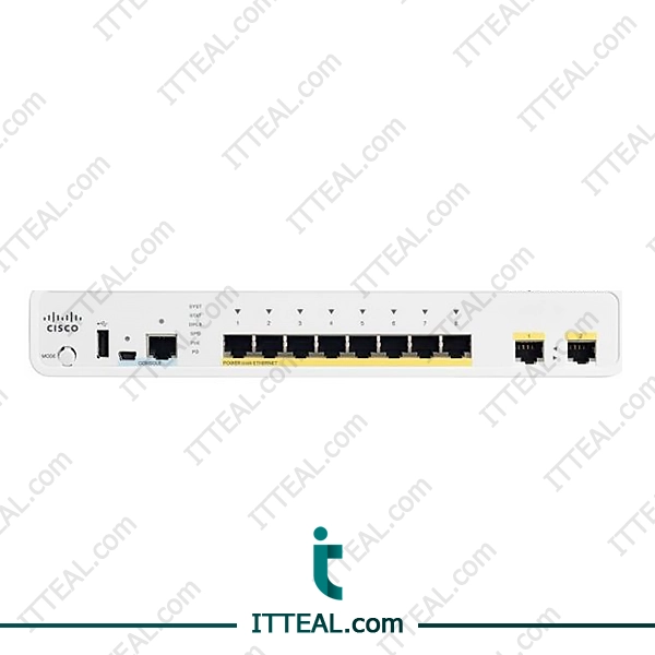 Front view of Cisco WS-C2960CPD-8PT-L