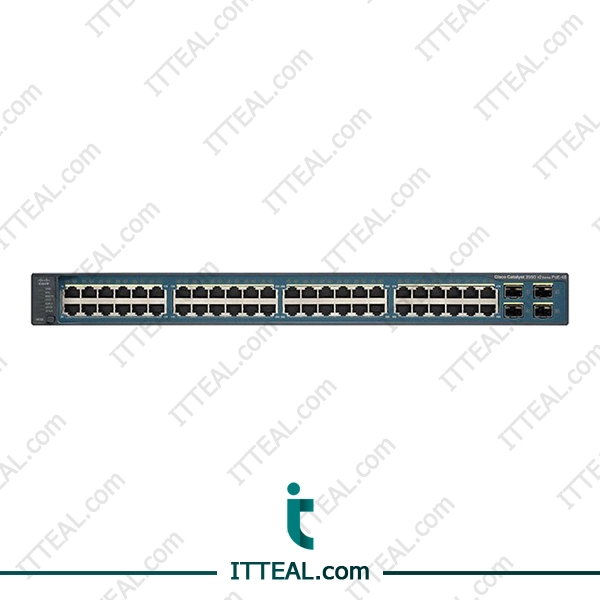 Front view of the Cisco WS-C3560V2-48TS-S Catalyst