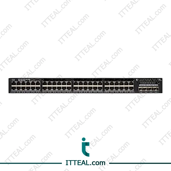 Front panel of the Cisco WS-C3650-48FS-E Catalyst