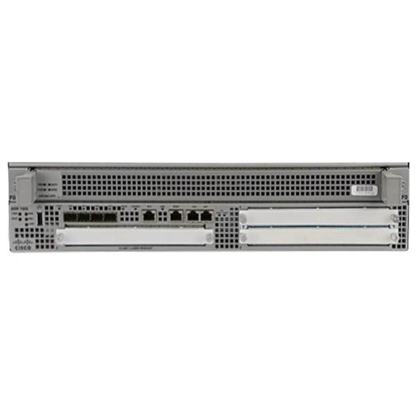 Cisco ASR-1002 Router 2-rack 19-inch router has 4 internal sfp ports and 3 box slots for input and output. This router includes 4 GB of RAM memory and 8 GB of flash memory