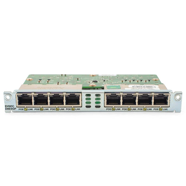 Cisco EHWIC-D-8ESG-P is capable of enabling Cisco brand-leading energy initiatives and monitoring the power of each Power over Ethernet (POE) port.