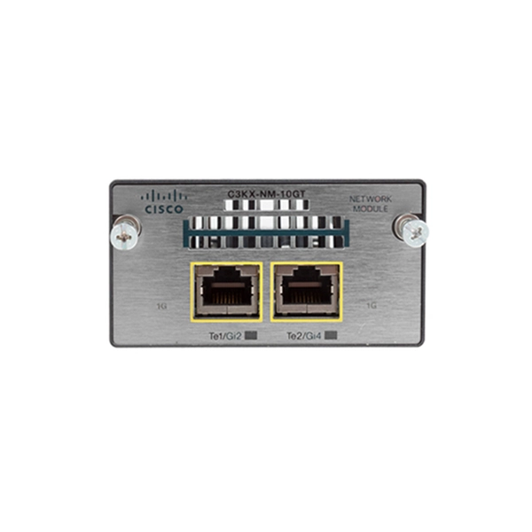 Cisco C3KX-NM-10GT includes 2 x 10GBase-T.