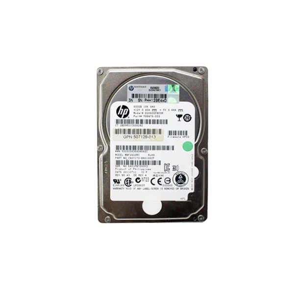 HP HDD 600GB 10K SAS Operating at 10,000 RPM