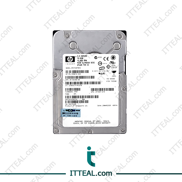 HP 72.8GB 15K SAS hard drive, 3.5-inch form factor. featuring a SAS interface